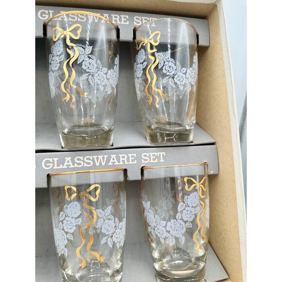 Vintage Libbey Rose Classic Glasses Set – 1950s Hostess Safedge 8pc - Picture 8 of 9